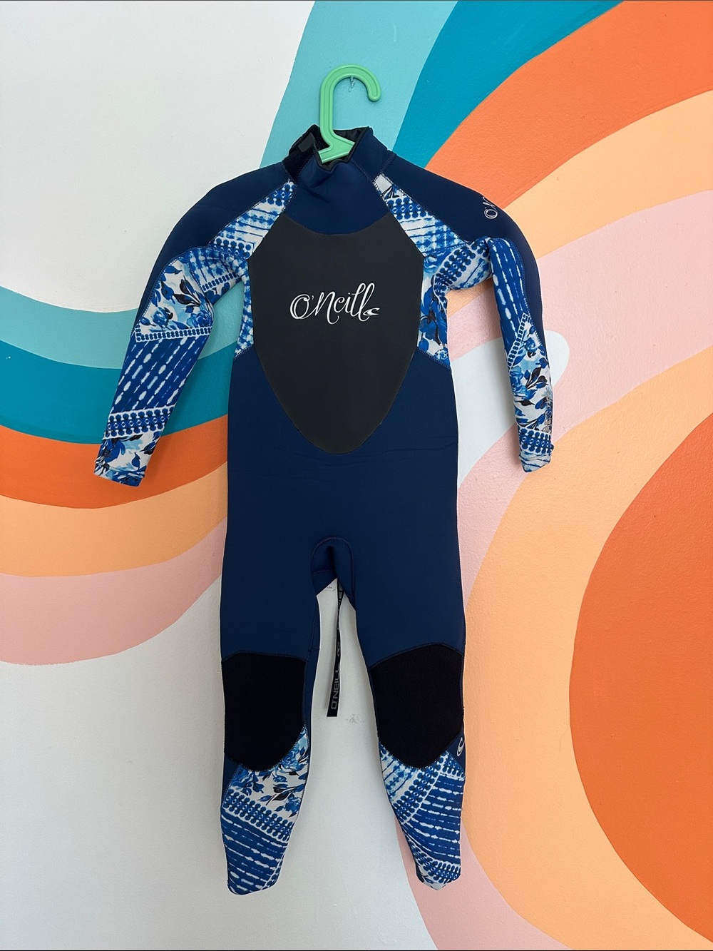 O'Neill Kids Navy and Blue Patterned Full Body Rashguard